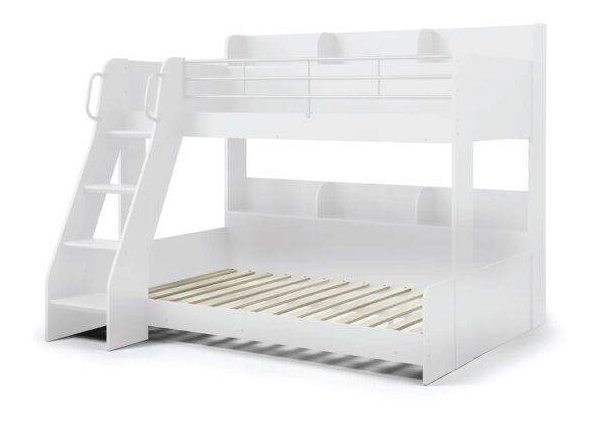Domino Bunk Bed in White with single and double mattress