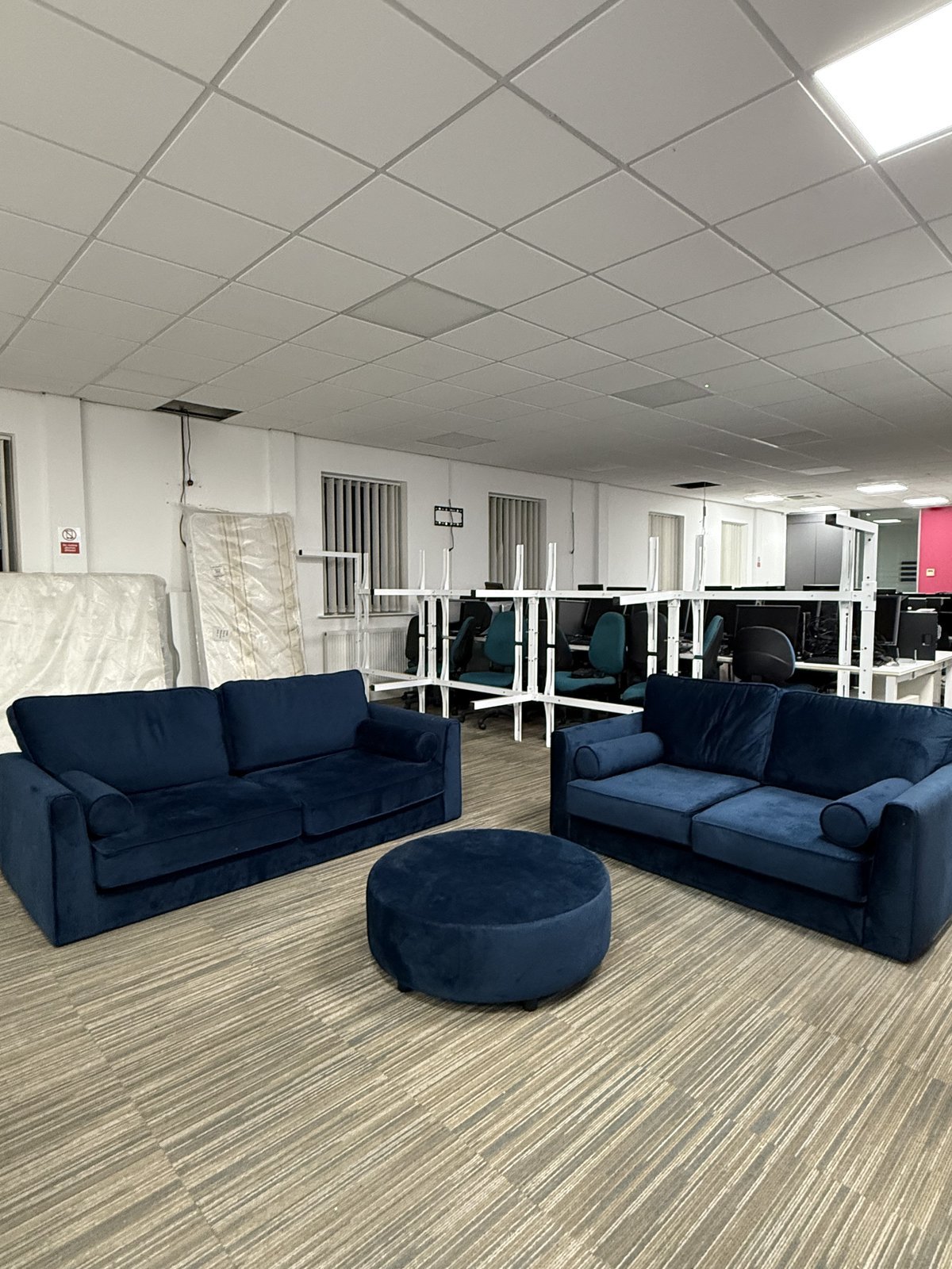 The Kyle Sofa Collection 3 Seater, 2 Seater and Footstool in Navy
