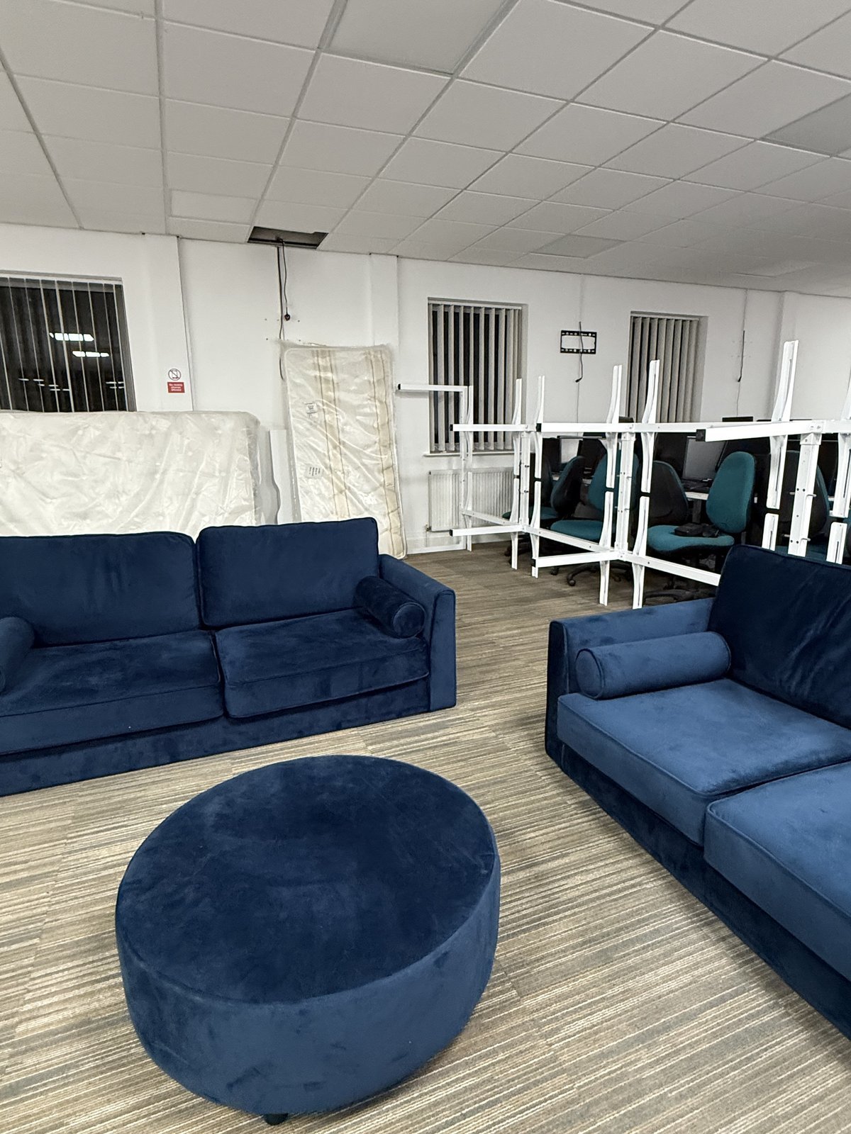 The Kyle Sofa Collection 3 Seater, 2 Seater and Footstool in Navy