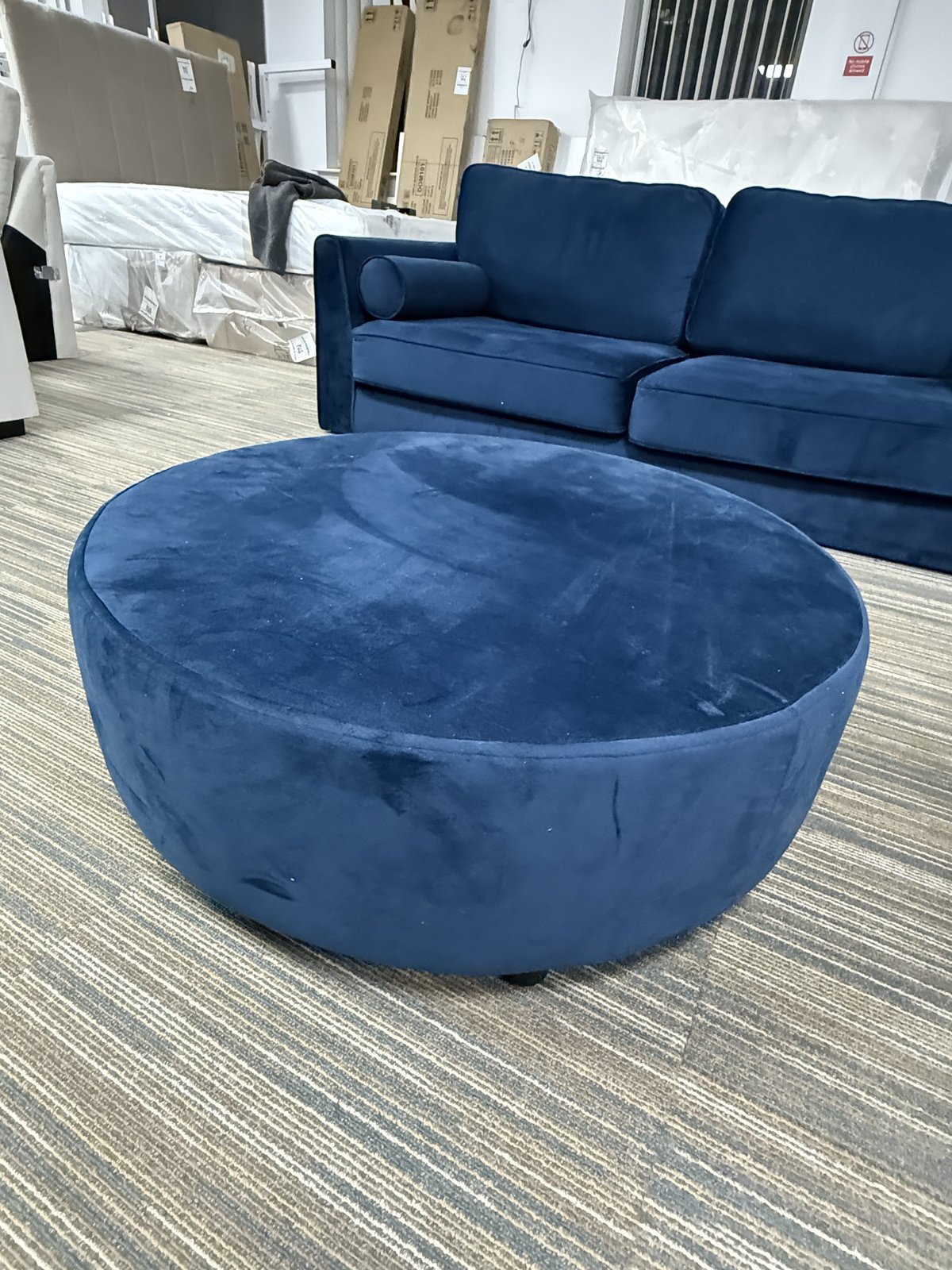 The Kyle Sofa Collection 3 Seater, 2 Seater and Footstool in Navy