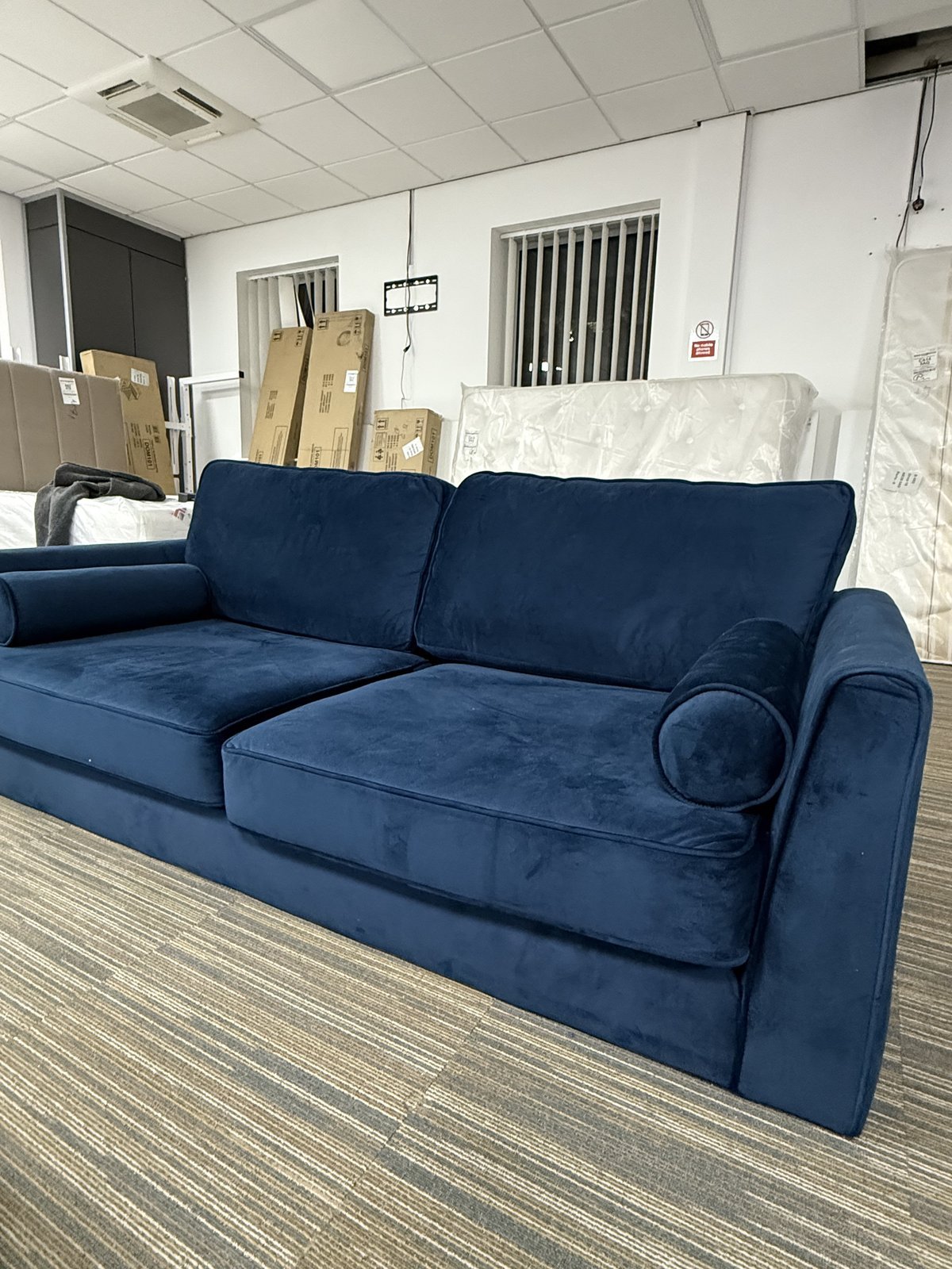 The Kyle Sofa Collection 3 Seater, 2 Seater and Footstool in Navy