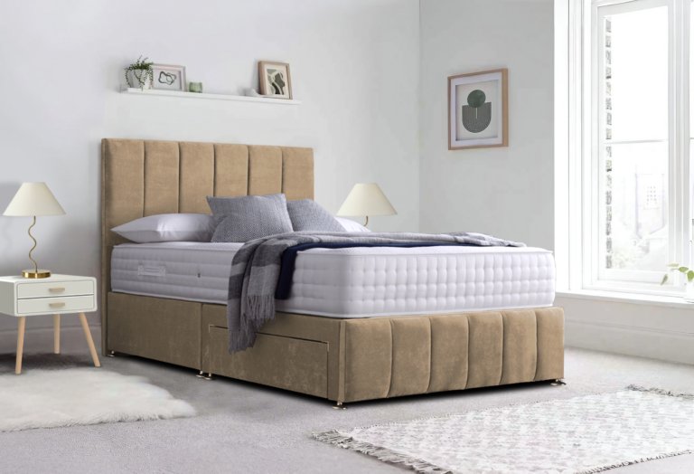 Saville Divan Double Bed with 2 x Bottom End Drawers and Mattress